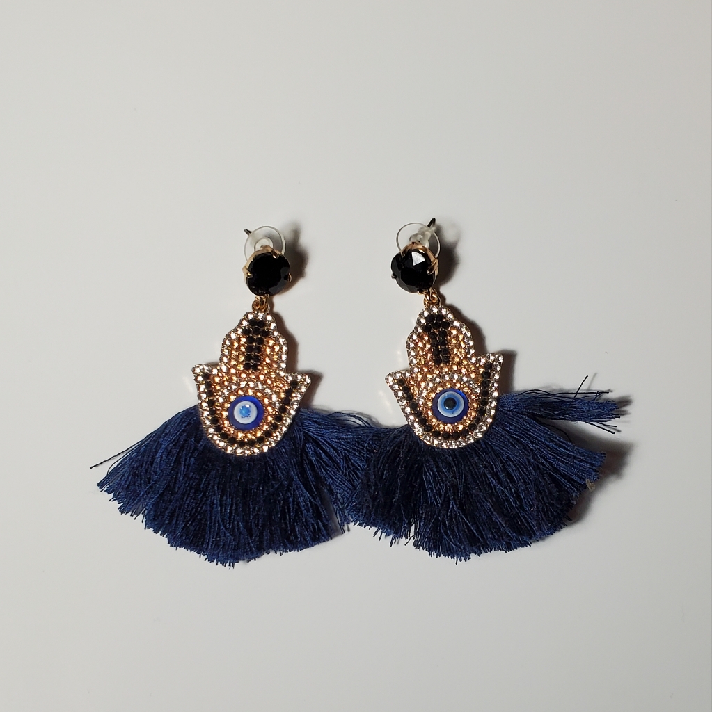 Evil Eye Tassle Earrings